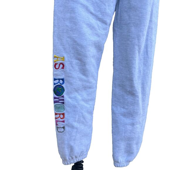 Travis Scott Astroworld Gray Sweatpants Champion Cotton Size Small - Picture 1 of 9